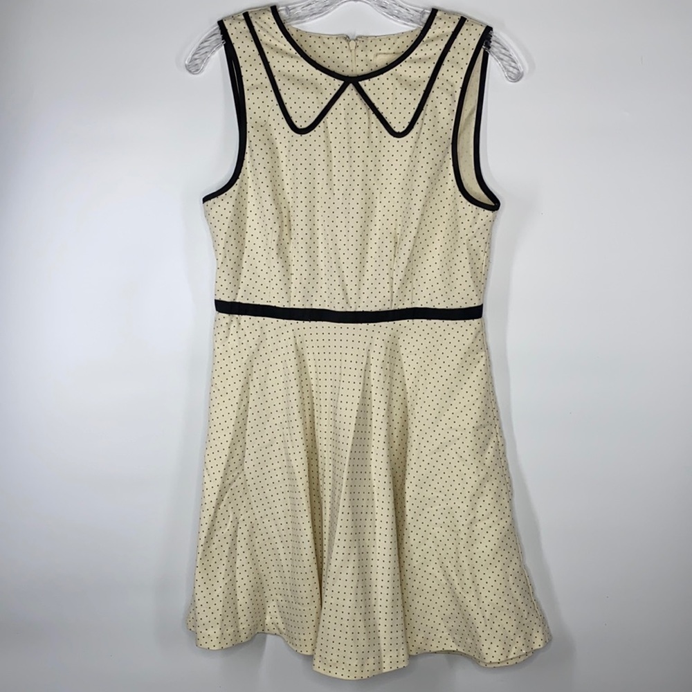 Coincidence & Chance Cream and Black Polka Dot Collard Dress